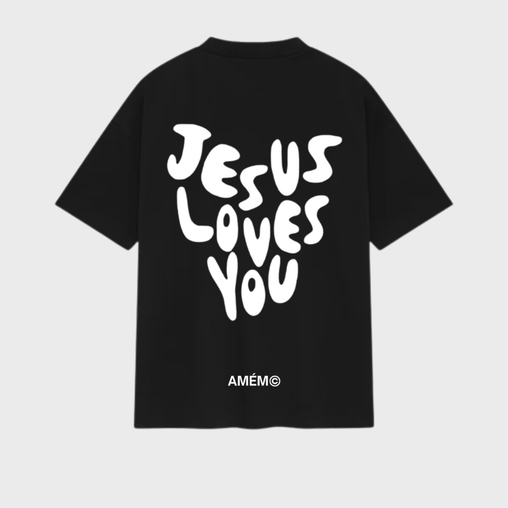 Camiseta Jesus Loves Yoiu Preto